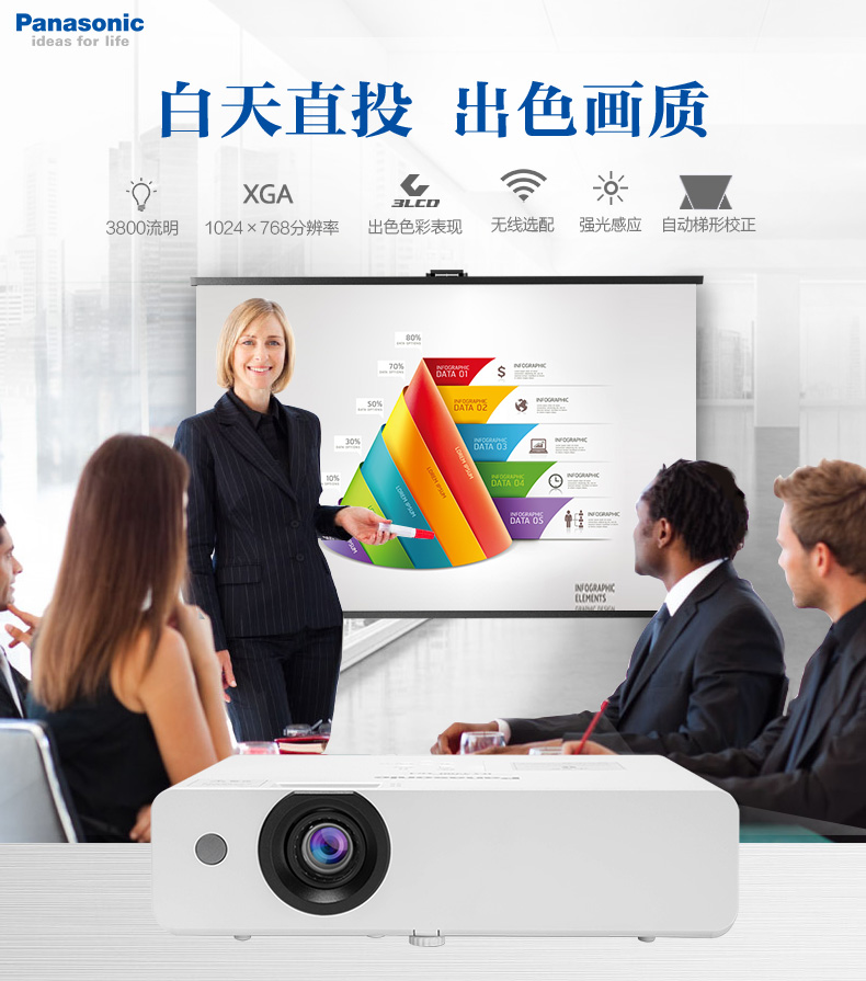 松下(panasonic)pt-ux385c 投影仪 投影机办公(标清 3800流明 hdmi)